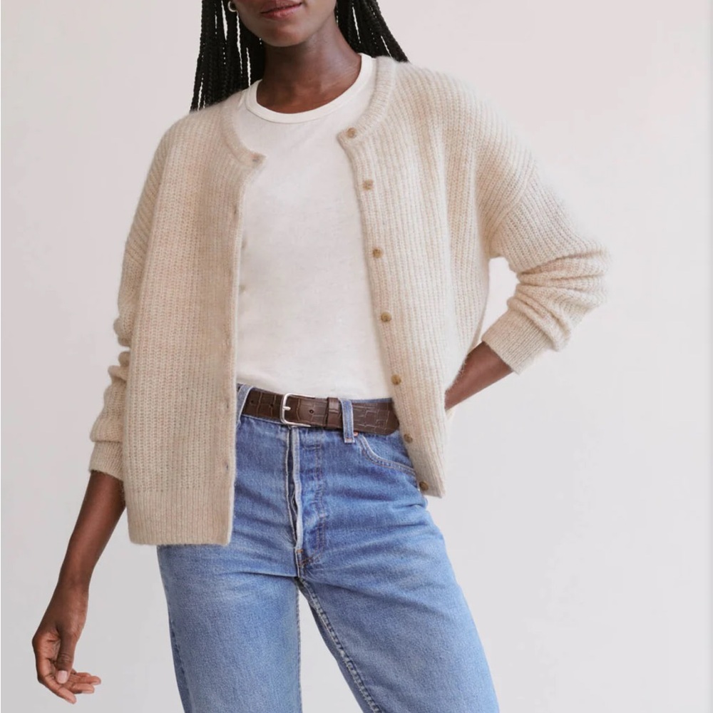 Jenni Kayne Cream Button-Front Knit Cardigan
